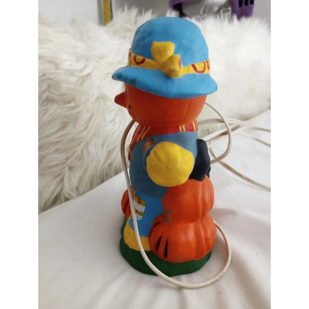 VTG‎ Ceramic Mold Scarecrow Pumpkins Halloween Fall Window Decor nightlight